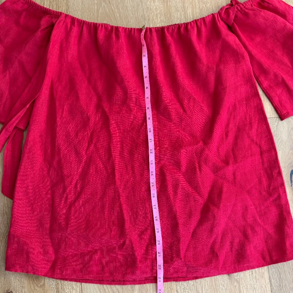Reformation Carlita Red Off the Shoulder Tie Mini Dress Size Large - Picture 6 of 9